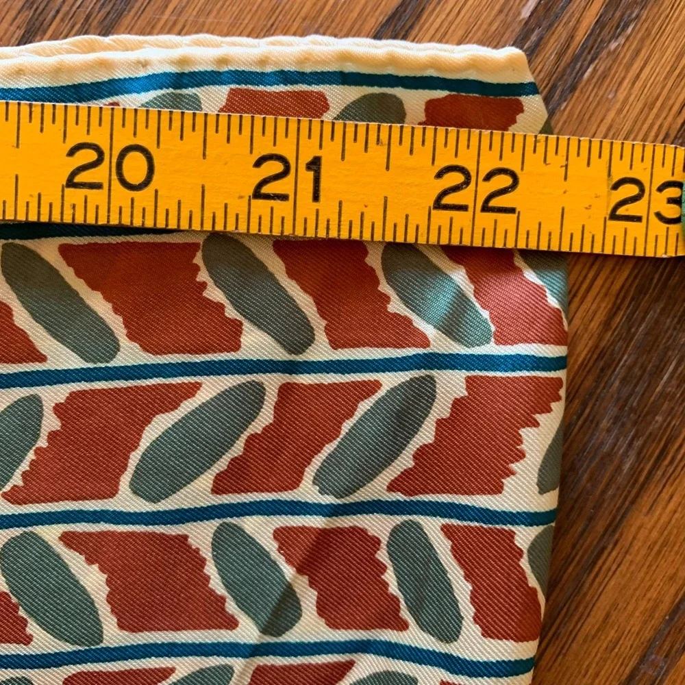 Echo Vintage Silk Scarf Geometric Abstract Print Red Blue Cream Oblong
